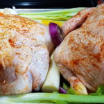 picture of chicken a veggies ready to roast