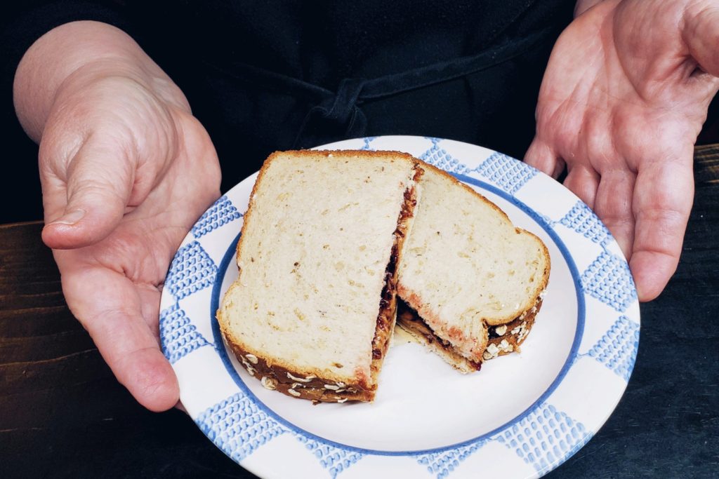 Picture of serving a Peanut Butter sandwich