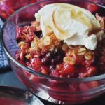 picture of a serving of Berry Rhubarb Baked Parfait